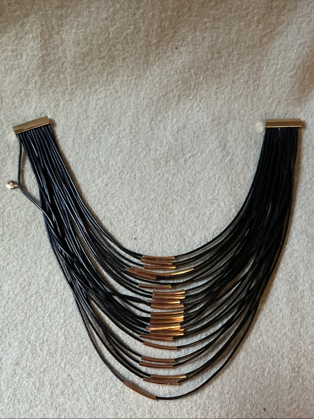 Natasha Couture Black Multi-Strand Necklace with Gold Accents